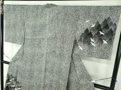 平和屋着物●訪問着　刺繍　群鶴　たたき染め　さが美扱い　正絹　逸品　DABA1953ps