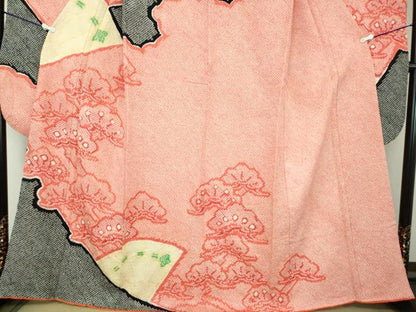 平和屋着物●豪華振袖　総絞り　檜扇松文　正絹　逸品　DABA1955ps