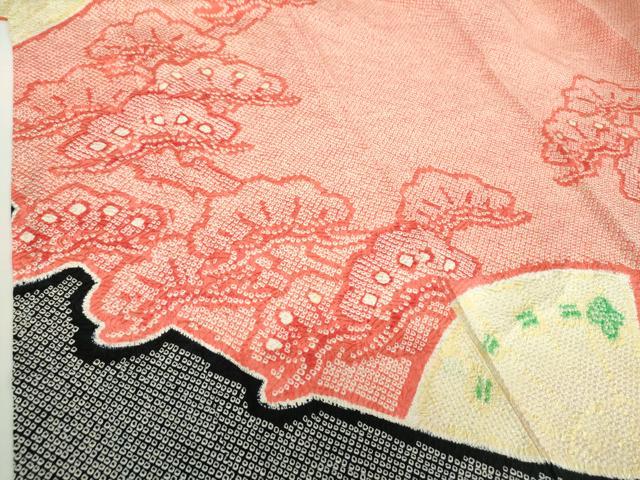 平和屋着物●豪華振袖　総絞り　檜扇松文　正絹　逸品　DABA1955ps