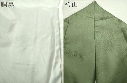 平和屋着物●上質な色無地　菊楓地紋　濃深川鼠色　正絹　逸品　DABA1956ps