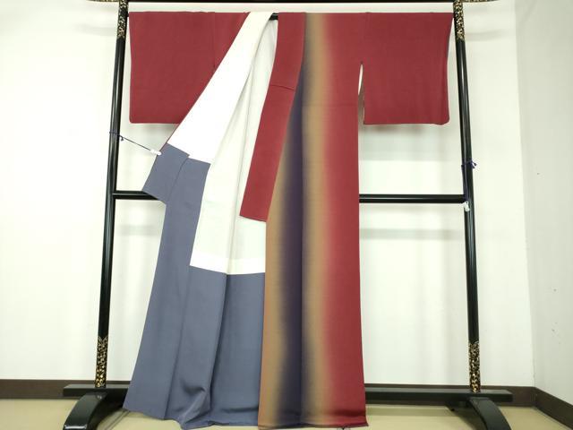 平和屋着物●訪問着　霞間道　鬼しぼ縮緬　正絹　逸品　DABA1961ps