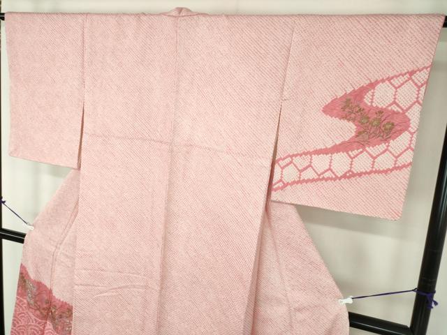 平和屋着物○訪問着 絞り 刺繍 貝桶花文 金彩 正絹 逸品 DABA1964ps
