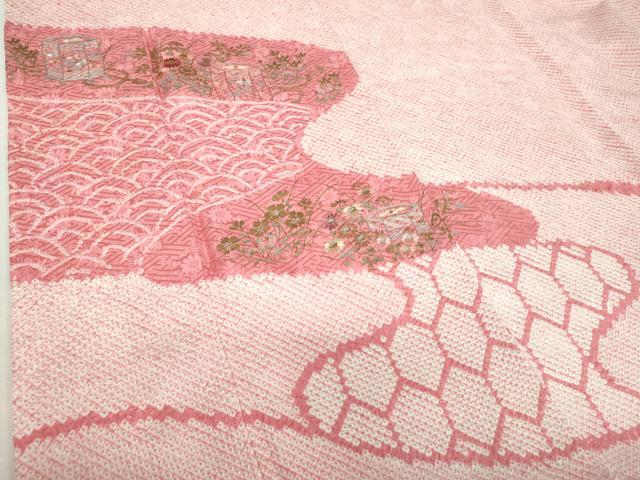 平和屋着物●訪問着　絞り　刺繍　貝桶花文　金彩　正絹　逸品　DABA1964ps 平和屋着物○訪問着 絞り 刺繍 貝桶花文 金彩 正絹 逸品 DABA1964ps