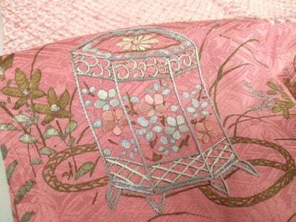 平和屋着物●訪問着　絞り　刺繍　貝桶花文　金彩　正絹　逸品　DABA1964ps
