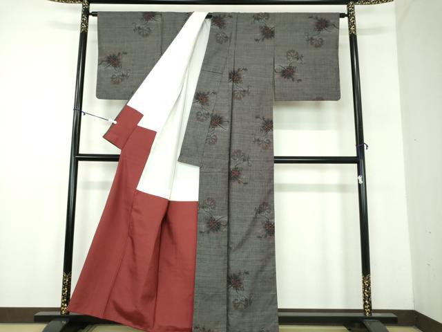 平和屋着物●本場大島紬　9マルキ　枝花文　正絹　逸品　DABA1965ps 平和屋着物○本場大島紬 9マルキ 枝花文 正絹 逸品 DABA1965ps