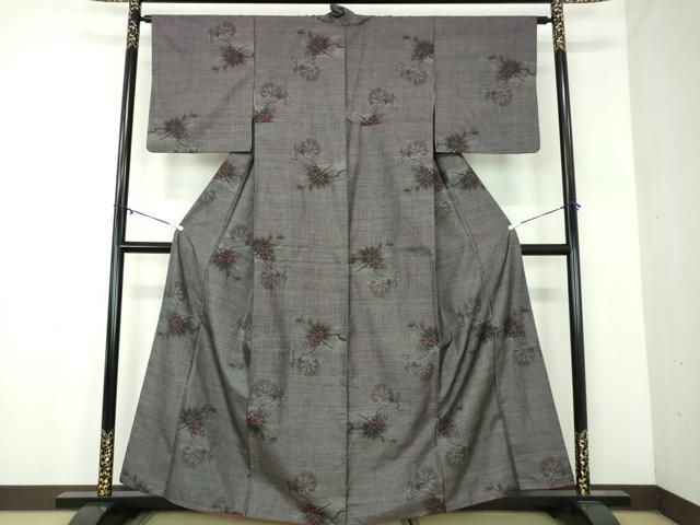 平和屋着物●本場大島紬　9マルキ　枝花文　正絹　逸品　DABA1965ps 平和屋着物○本場大島紬 9マルキ 枝花文 正絹 逸品 DABA1965ps