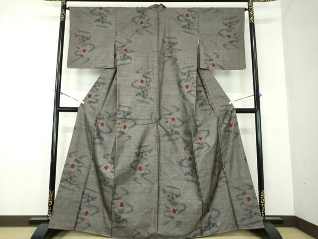 平和屋着物○本場大島紬 9マルキ 草花文 正絹 逸品 未使用 DABA1966ps