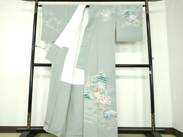 平和屋着物●訪問着　友禅　作家物　吉祥花鳥絵皿　正絹　逸品　未使用　DABA1969ps