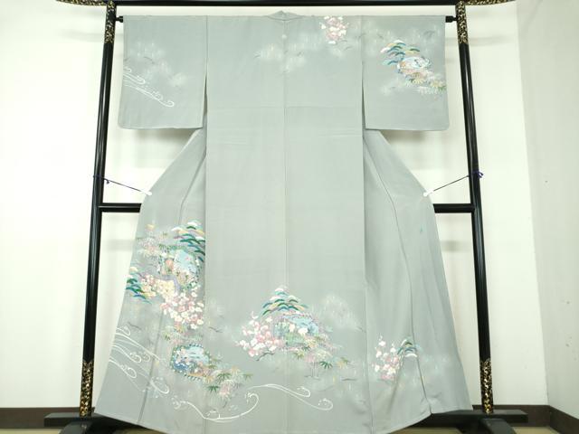 平和屋着物●訪問着　友禅　作家物　吉祥花鳥絵皿　正絹　逸品　未使用　DABA1969ps