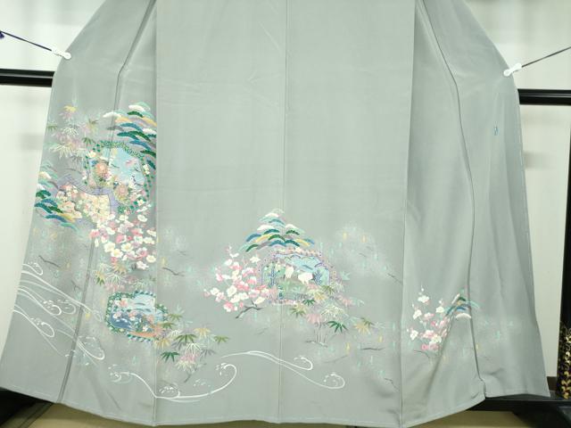 平和屋着物●訪問着　友禅　作家物　吉祥花鳥絵皿　正絹　逸品　未使用　DABA1969ps