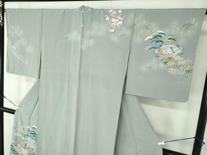 平和屋着物●訪問着　友禅　作家物　吉祥花鳥絵皿　正絹　逸品　未使用　DABA1969ps