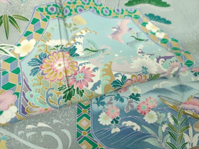 平和屋着物●訪問着　友禅　作家物　吉祥花鳥絵皿　正絹　逸品　未使用　DABA1969ps