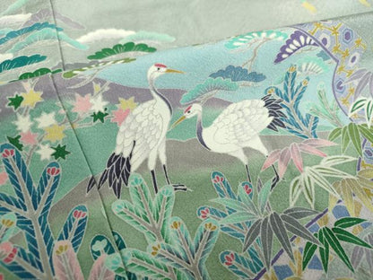 平和屋着物●訪問着　友禅　作家物　吉祥花鳥絵皿　正絹　逸品　未使用　DABA1969ps
