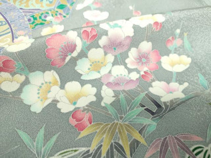 平和屋着物●訪問着　友禅　作家物　吉祥花鳥絵皿　正絹　逸品　未使用　DABA1969ps