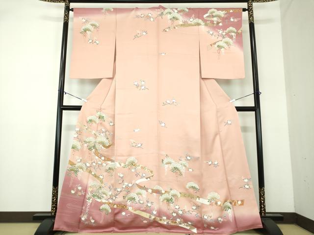 平和屋着物●訪問着　吉祥花熨斗文　暈し染め　金彩　正絹　逸品　DABA1973ps 平和屋着物○訪問着 吉祥花熨斗文 暈し染め 金彩 正絹 逸品 DABA1973ps