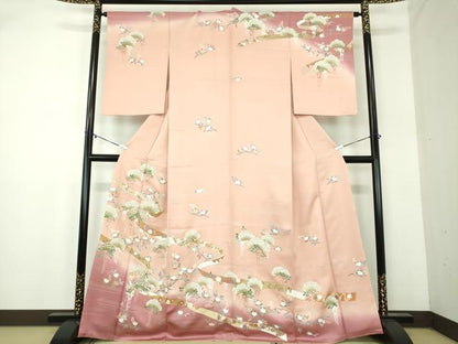 平和屋着物●訪問着　吉祥花熨斗文　暈し染め　金彩　正絹　逸品　DABA1973ps