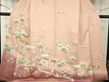 平和屋着物●訪問着　吉祥花熨斗文　暈し染め　金彩　正絹　逸品　DABA1973ps
