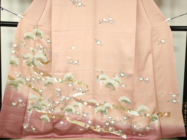 平和屋着物●訪問着　吉祥花熨斗文　暈し染め　金彩　正絹　逸品　DABA1973ps