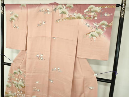 平和屋着物●訪問着　吉祥花熨斗文　暈し染め　金彩　正絹　逸品　DABA1973ps