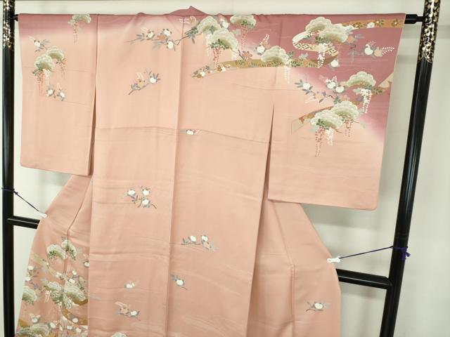 平和屋着物●訪問着　吉祥花熨斗文　暈し染め　金彩　正絹　逸品　DABA1973ps