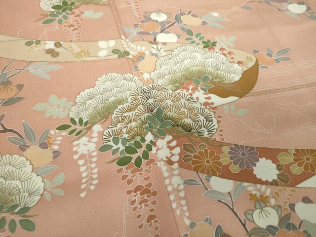 平和屋着物●訪問着　吉祥花熨斗文　暈し染め　金彩　正絹　逸品　DABA1973ps