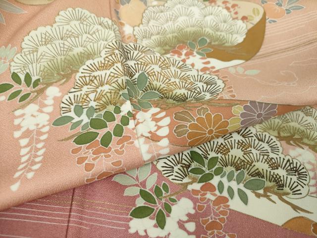 平和屋着物○訪問着 吉祥花熨斗文 暈し染め 金彩 正絹 逸品