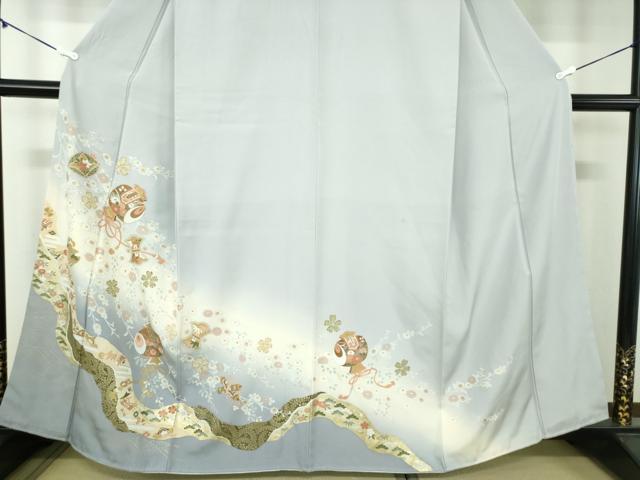 平和屋着物●訪問着　駒刺繍　道長宝尽くし　枝垂れ花　暈し染め　金彩　正絹　逸品　DABA1974ps