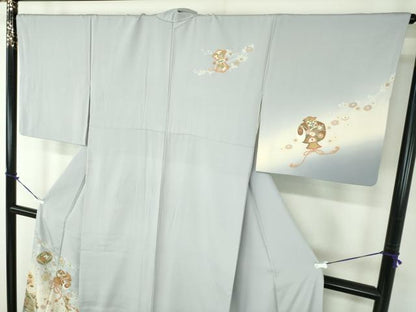 平和屋着物●訪問着　駒刺繍　道長宝尽くし　枝垂れ花　暈し染め　金彩　正絹　逸品　DABA1974ps