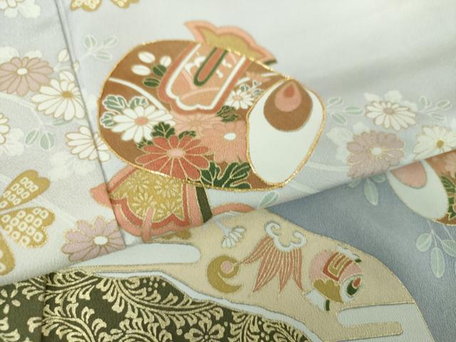 平和屋着物●訪問着　駒刺繍　道長宝尽くし　枝垂れ花　暈し染め　金彩　正絹　逸品　DABA1974ps 平和屋着物○訪問着 駒刺繍 道長宝尽くし 枝垂れ花 暈し染め 金彩 正絹