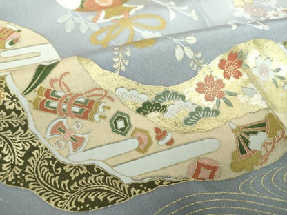 平和屋着物●訪問着　駒刺繍　道長宝尽くし　枝垂れ花　暈し染め　金彩　正絹　逸品　DABA1974ps