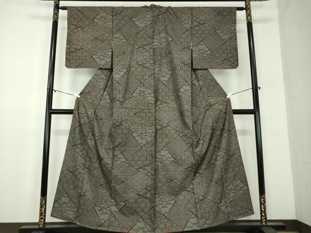 平和屋着物●本場大島紬　9マルキ　切嵌花菱文　正絹　逸品　未使用　DABA1975ps
