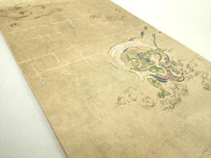平和屋着物●六通柄袋帯　風神　金糸　引箔　正絹　逸品　DABA1978ps