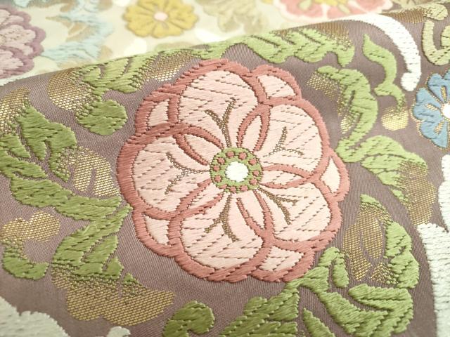 平和屋着物●六通柄袋帯　唐織　花菱文　金銀糸　正絹　逸品　DABA1985ps