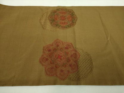 平和屋着物●中国三大刺繍　スワトウ相良刺繍　汕頭相良刺繍　総刺繍　太鼓柄袋帯　紬地　正倉院花文　正絹　逸品　DABA1986ps