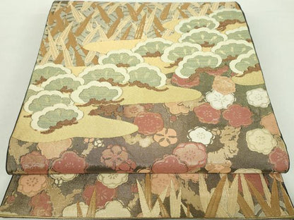 平和屋着物●西陣　川島織物　六通柄　本袋帯　流水松竹梅　金糸　正絹　逸品　DABA1991ps