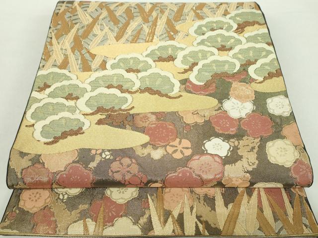 平和屋着物●西陣　川島織物　六通柄　本袋帯　流水松竹梅　金糸　正絹　逸品　DABA1991ps
