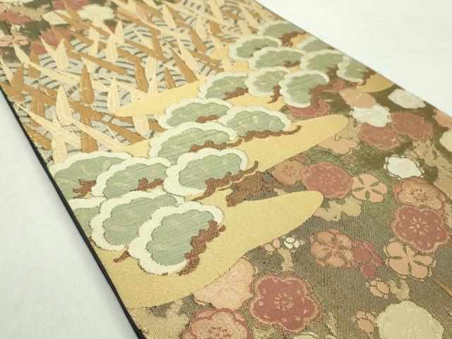 平和屋着物●西陣　川島織物　六通柄　本袋帯　流水松竹梅　金糸　正絹　逸品　DABA1991ps