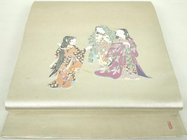 平和屋着物●加賀友禅の巨匠　初代　由水十久　西陣　長嶋成織物　ながしま帯　太鼓柄袋帯　観桜　瀞銀錦　正絹　逸品　DABA1994ps