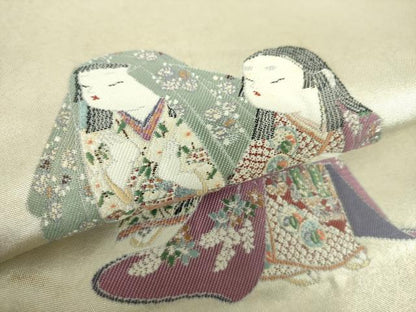 平和屋着物●加賀友禅の巨匠　初代　由水十久　西陣　長嶋成織物　ながしま帯　太鼓柄袋帯　観桜　瀞銀錦　正絹　逸品　DABA1994ps