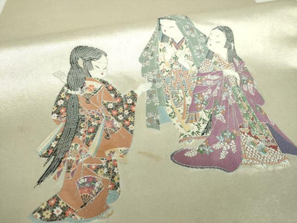平和屋着物●加賀友禅の巨匠　初代　由水十久　西陣　長嶋成織物　ながしま帯　太鼓柄袋帯　観桜　瀞銀錦　正絹　逸品　DABA1994ps