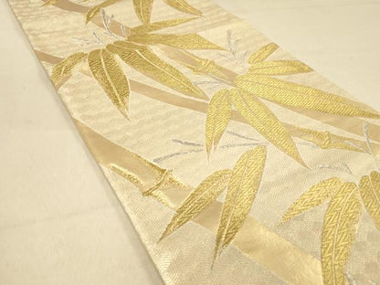 平和屋着物◎六通柄袋帯 笹竹文 金銀糸 正絹 逸品 DABA2034jm
