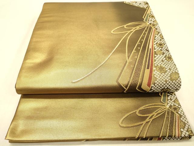平和屋着物◎六通柄袋帯 吉祥花文 雪輪 金糸 正絹 逸品 DABA2036jm