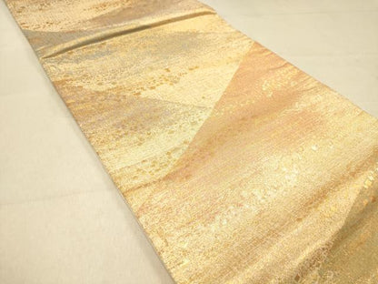 平和屋着物◎六通柄袋帯 重ね山箔散らし文 金糸 正絹 逸品 DABA2038jm
