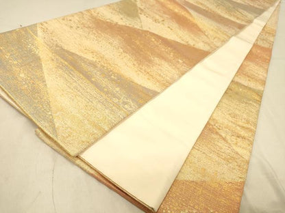 平和屋着物◎六通柄袋帯 重ね山箔散らし文 金糸 正絹 逸品 DABA2038jm