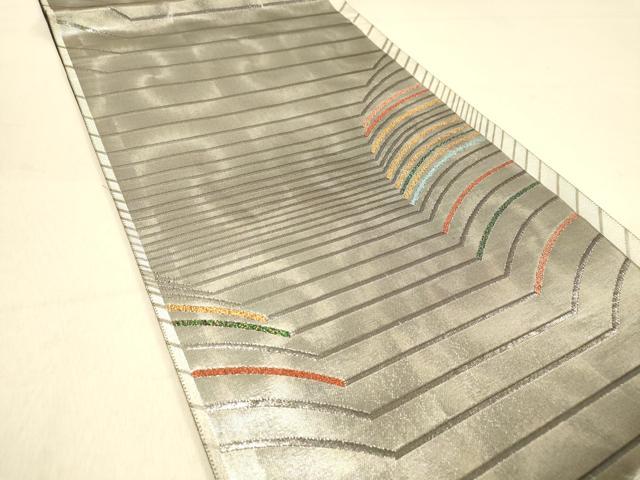 平和屋着物◎六通柄袋帯 幾何学文様 四次元箔 正絹 逸品 DABA2043jm