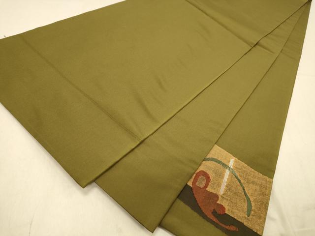 平和屋着物◎太鼓柄袋帯　すくい織　抽象動物文　金糸　正絹　逸品　DABA2060jm