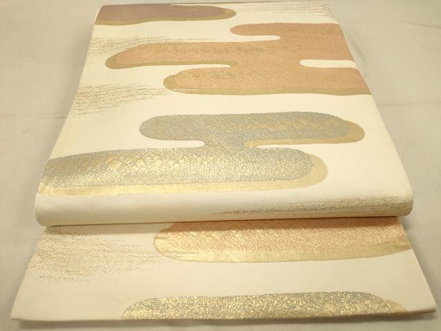 平和屋着物◎六通柄袋帯 エ霞箔散らし文 金糸 正絹 逸品 DABA2062jm