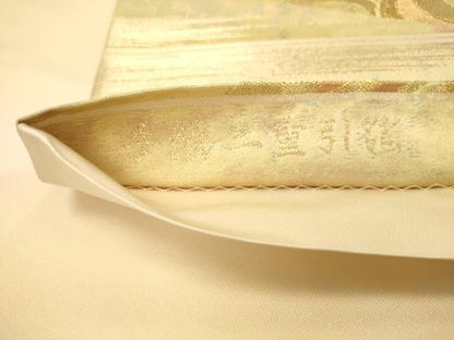 平和屋着物◎六通柄袋帯　流水文　手織二重引箔　金糸　正絹　逸品　DABA2077jm