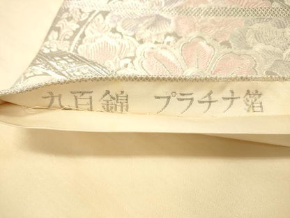 平和屋着物◎六通柄袋帯　唐織　九百錦　正倉院青海波　プラチナ箔　正絹　逸品　DABA2088jm