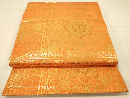 平和屋着物◎六通柄　本袋帯　正倉院花文　金糸　正絹　逸品　DABA2093jm